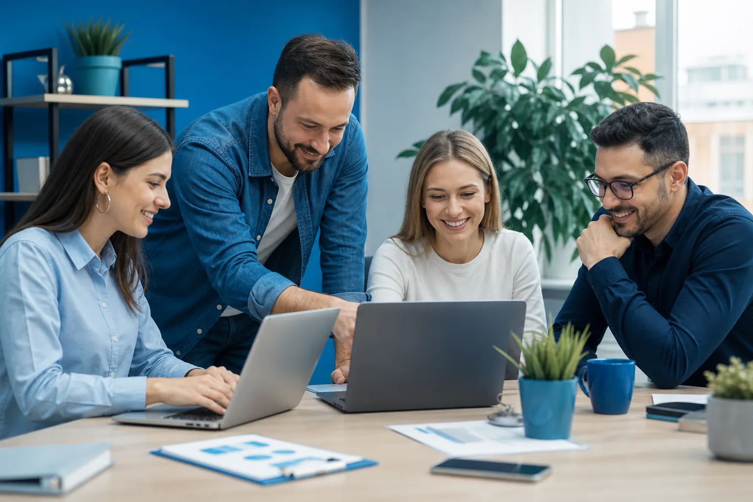 Group of creators and friends connected through social media