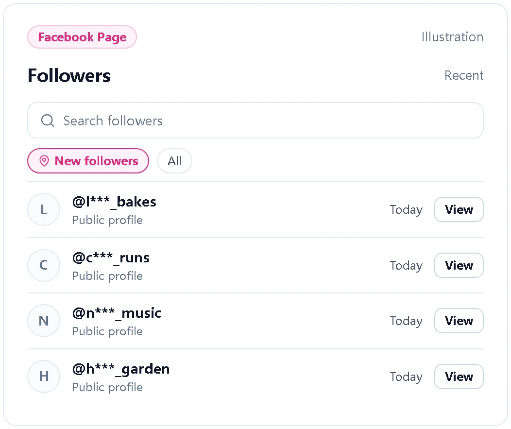 Illustration of a Facebook Page follower list