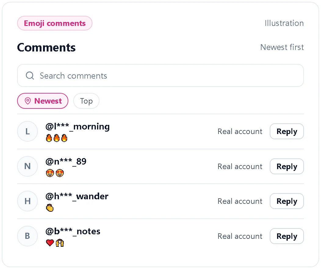 Illustration of emoji comments in a post comment section