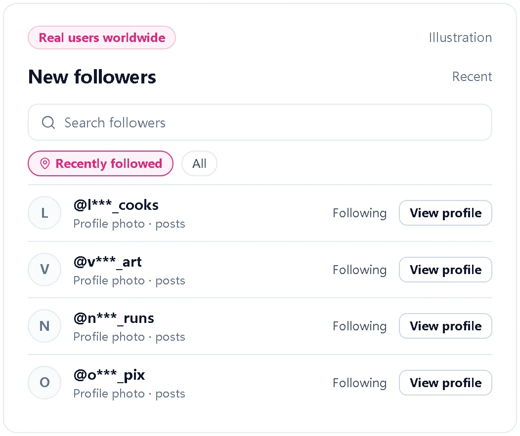 Illustration of a list of new followers