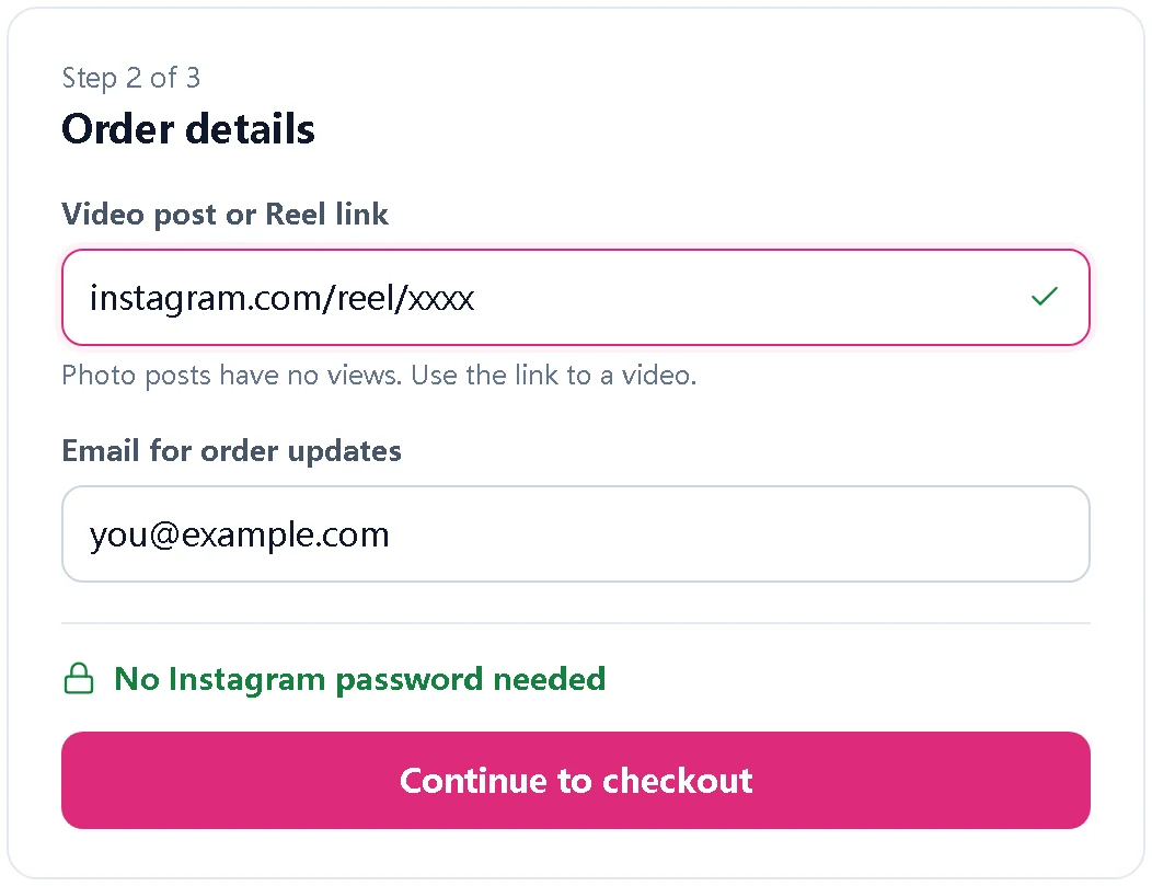 Illustration of an order form that asks only for a video link and email