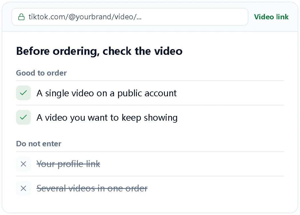 Illustration of checking the video link before ordering