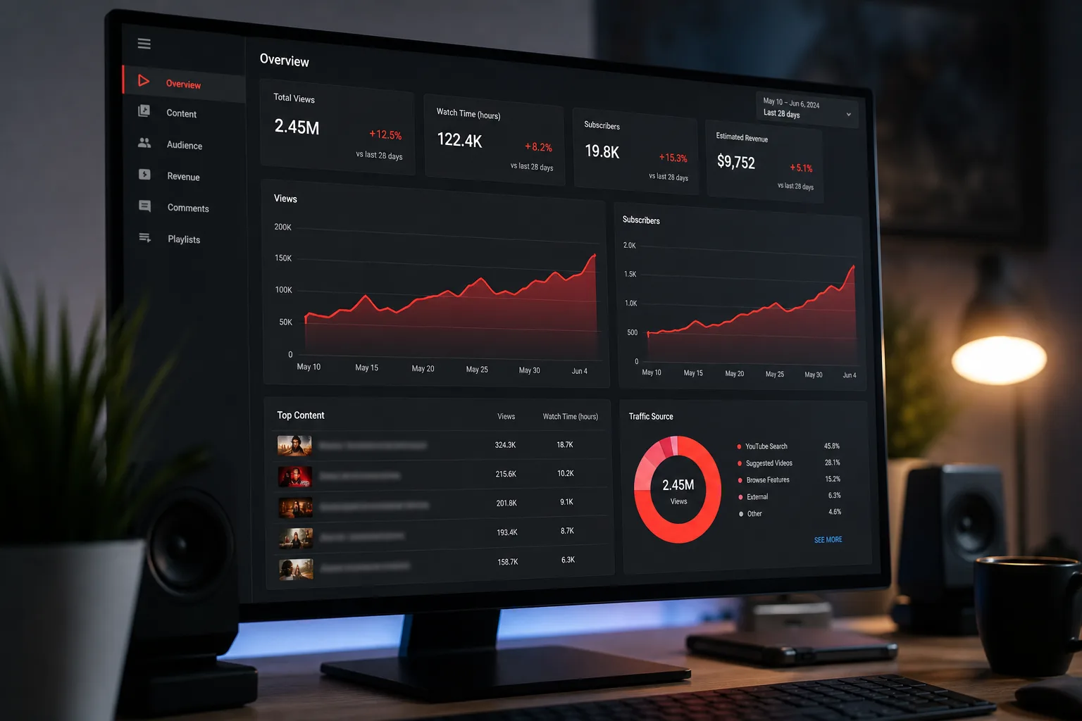 Analytics dashboard showing audience growth trends