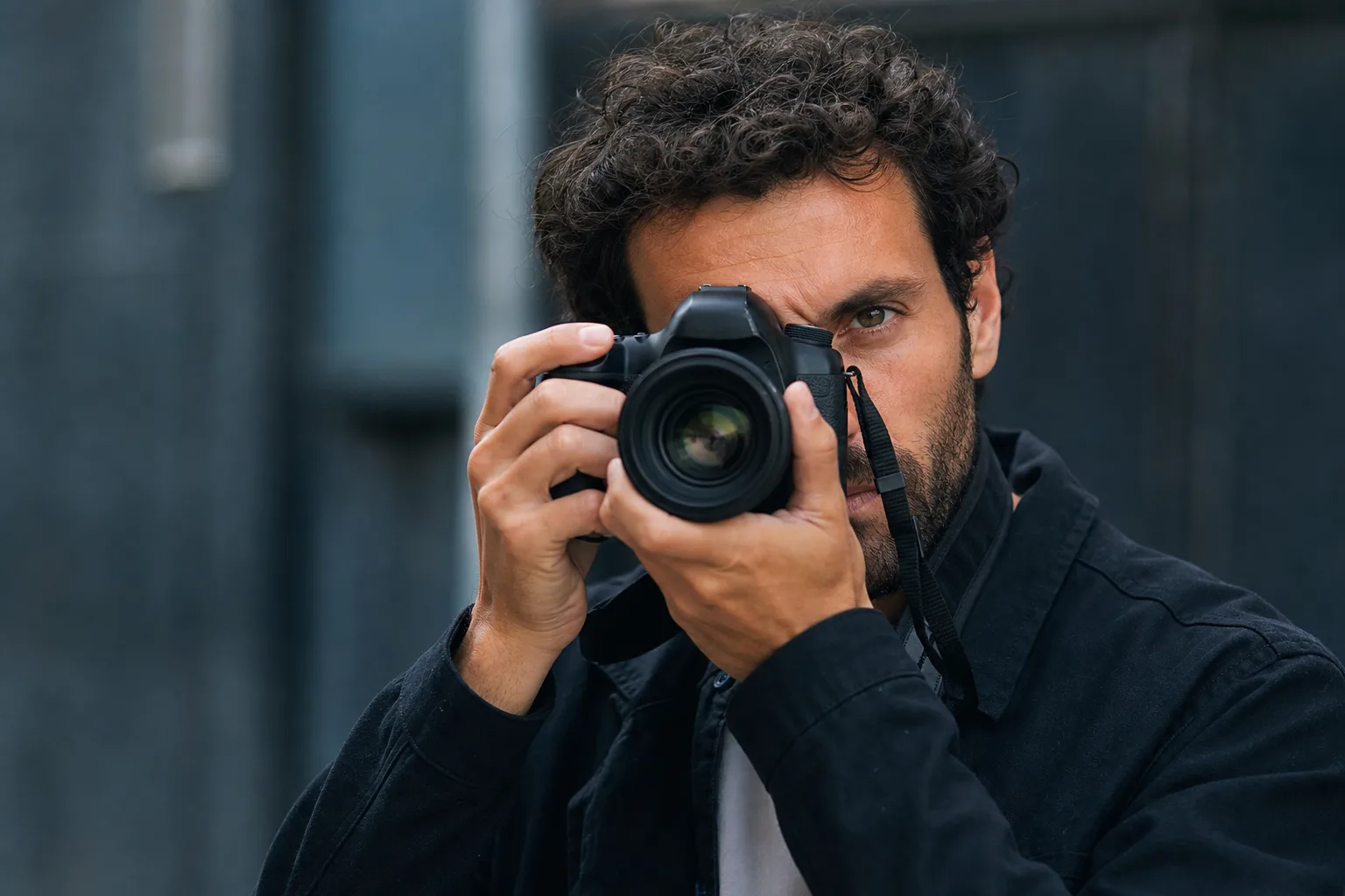 Photographer holding a camera